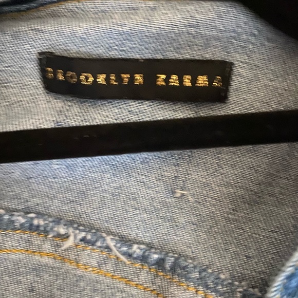 BRAND NEW BROOKLYN KARMA JEAN JACKET WITH KNIT SLEEVES AND MATCHING GREY HOOD - Picture 3 of 3